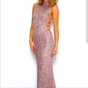 Abyss by Abby Pink Sequin Gown Dress size Small